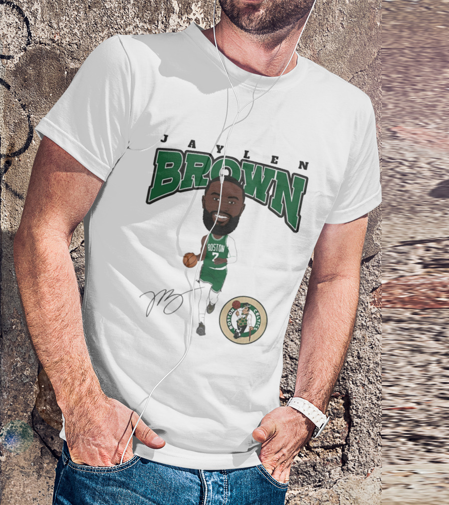 Jaylen Brown Boston Celtics Hardwood Comic Celtics Player Caricature T-Shirt