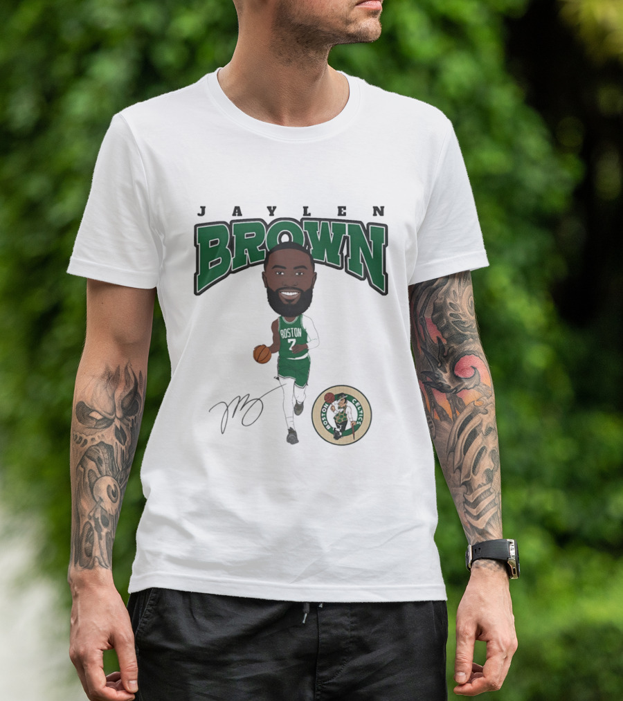 Jaylen Brown Boston Celtics Hardwood Comic Celtics Player Caricature T-Shirt