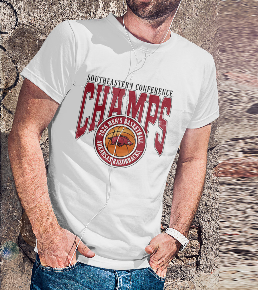 2026 Arkansas Razorbacks Men's Basketball Southeastern Conference Champs T-Shirt