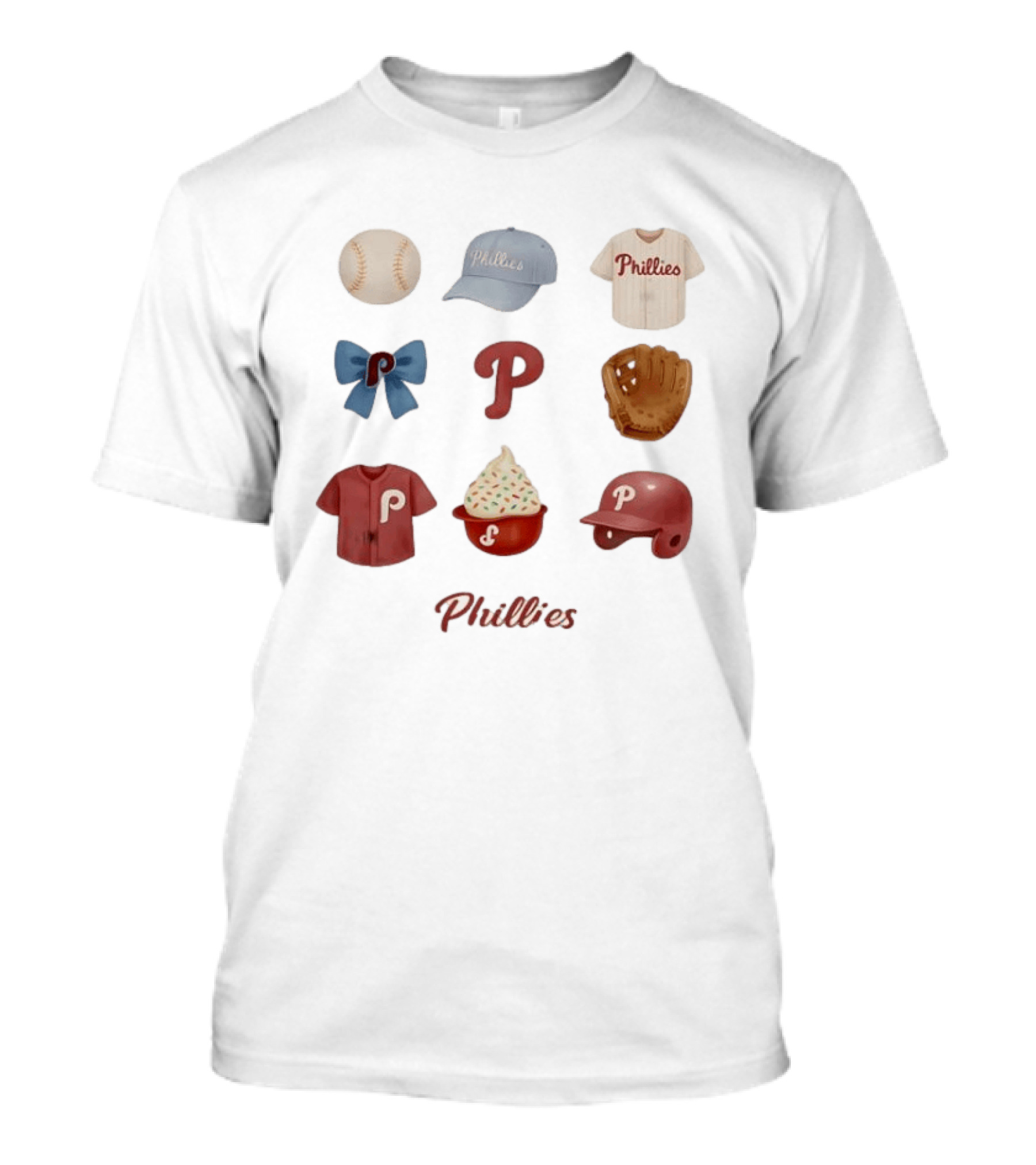 Phillies Coquette Bow Baseball Game Day Cap Jersey Glove Helmet Cupcake T-Shirt