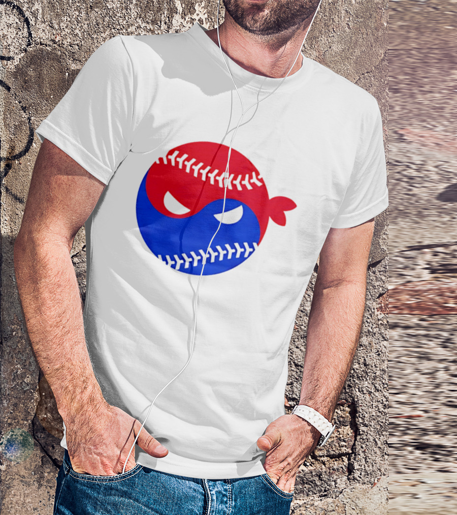 Pitching Ninja South Korea Baseball Yin Yang T-Shirt