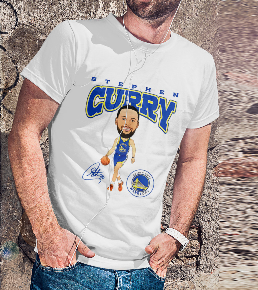 Stephen Curry Golden State Warriors Hardwood Comic Player Signature T-Shirt