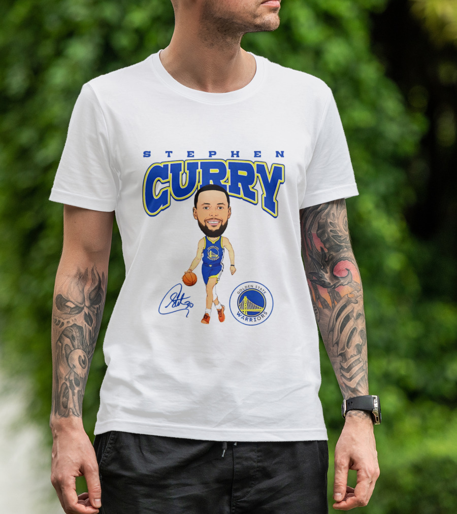 Stephen Curry Golden State Warriors Hardwood Comic Player Signature T-Shirt