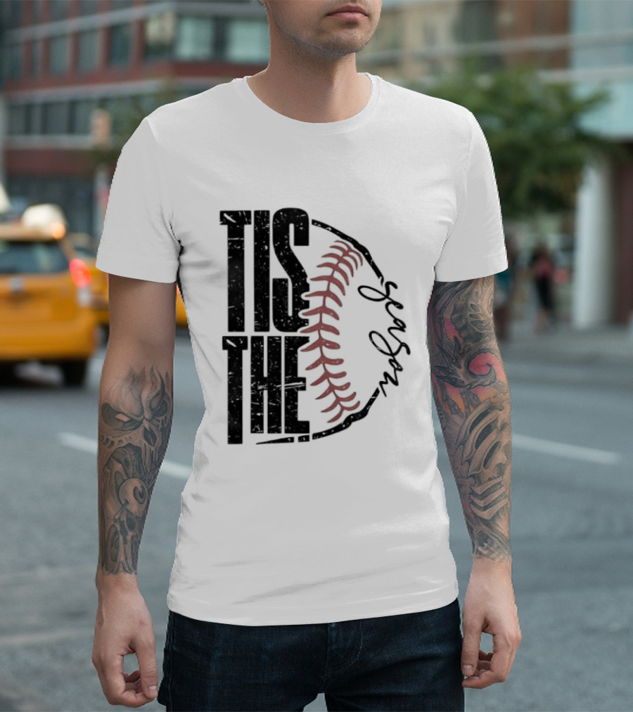 Tis The Season Baseball Stitch Spiral T-Shirt
