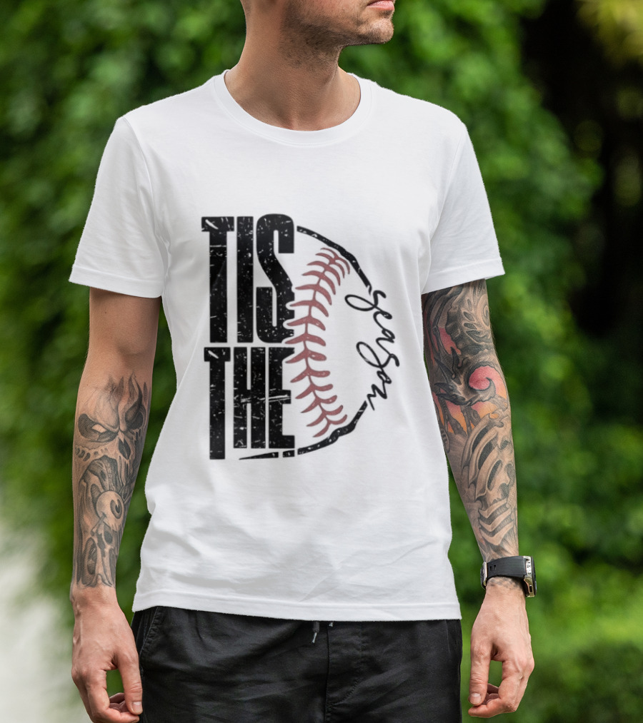 Tis The Season Baseball Stitch Spiral T-Shirt