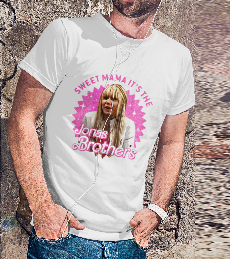 Sweet Mama It's The Jonas Brothers Blond Character Pink Sparkle T-Shirt