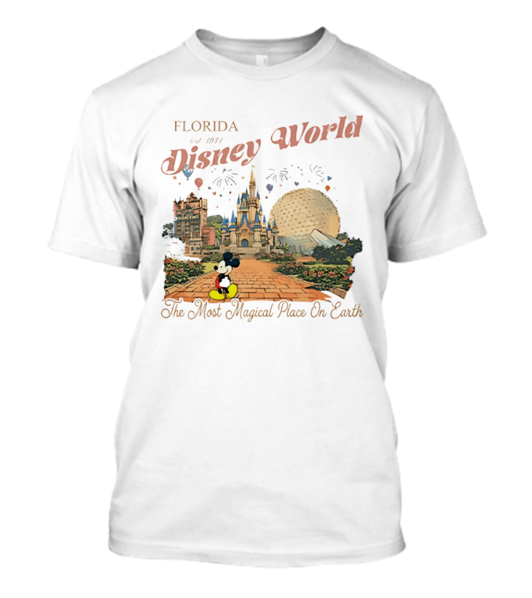 Florida Disney World Est 1971 The Most Magical Place On Earth Mickey Mouse Castle Spaceship Earth T-Shirt