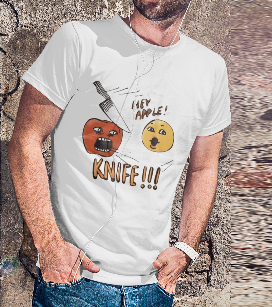 Hey Apple Knife 2026 Parody Text Meme T-Shirt