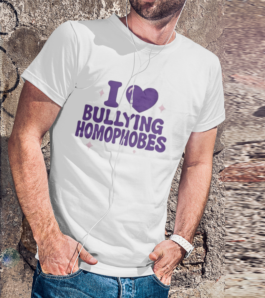 I Love Bullying Homophobes Heart Design With Sparkles T-Shirt