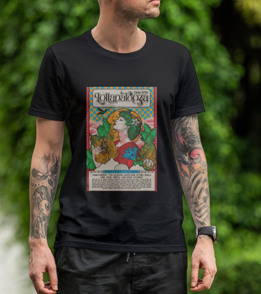 Lollapalooza Chile 2026 Parque O'Higgins Music Festival Art Nouveau With Sabrina Carpenter Tyler The Creator Chappell Roan T-Shirt
