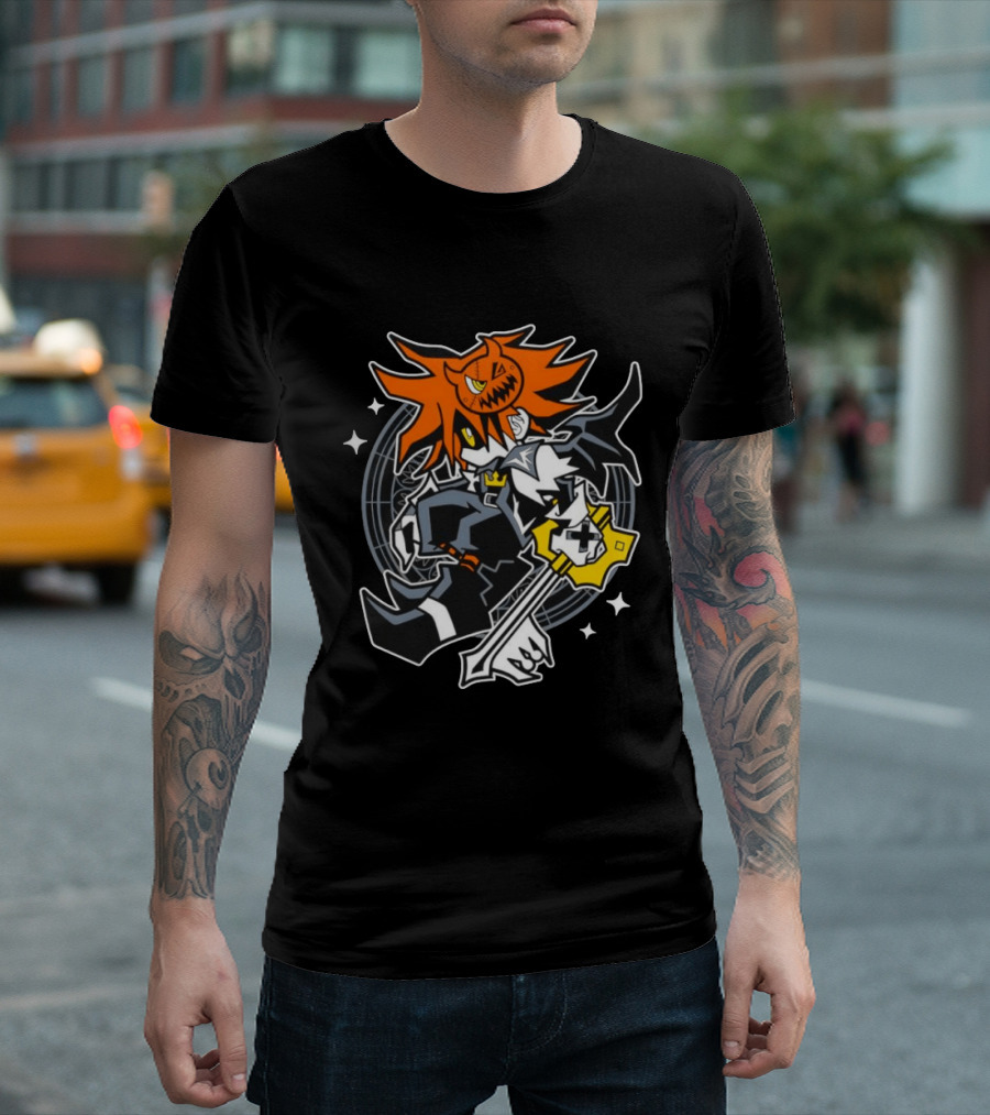 Sora Kingdom Hearts Halloween Trick Or Treat Pumpkin Warrior Magic Keyblade T-Shirt
