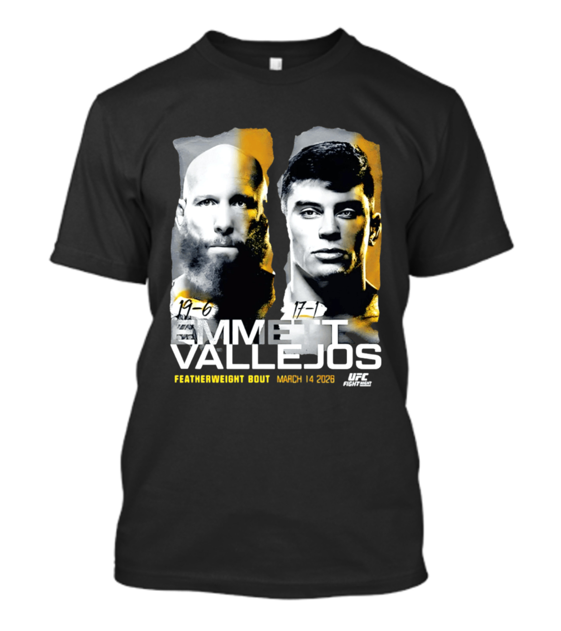 UFC Fight Night Emmett Vallejos Featherweight Bout March 2026 T-Shirt