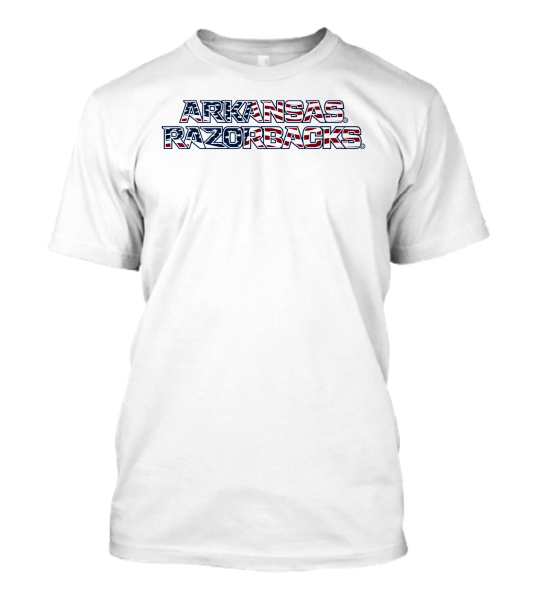 Arkansas Razorbacks Patriotic Wordmark Stack American Flag T-Shirt