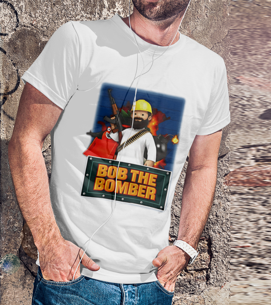 Bob The Bomber Cartoon Character With Gun And Explosives T-Shirt
