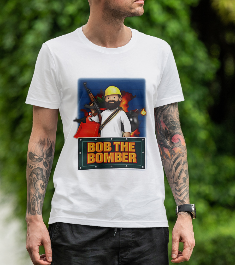 Bob The Bomber Cartoon Character With Gun And Explosives T-Shirt