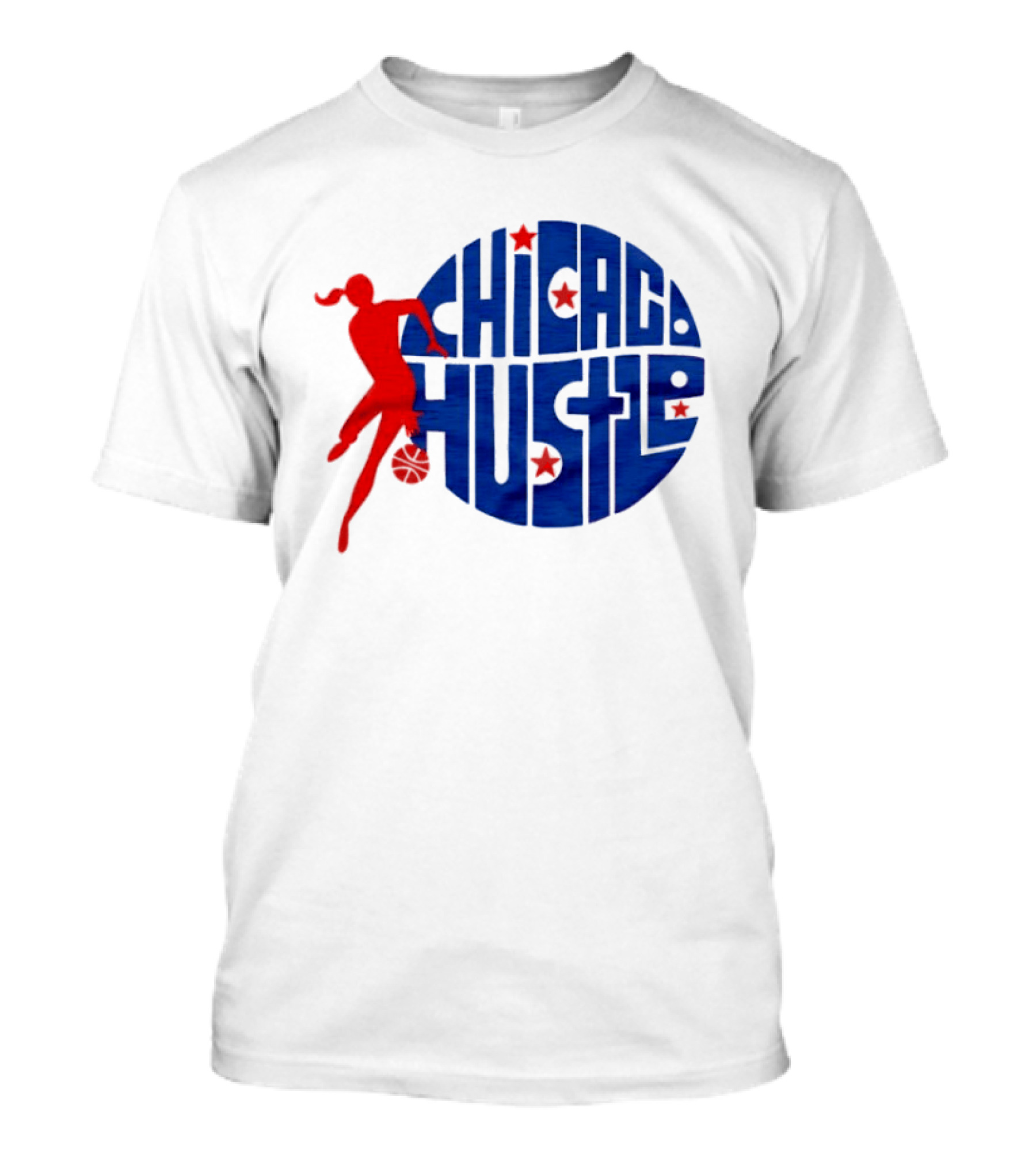 Chicago Hustle WPBL Basketball Red Player Blue Circle T-Shirt