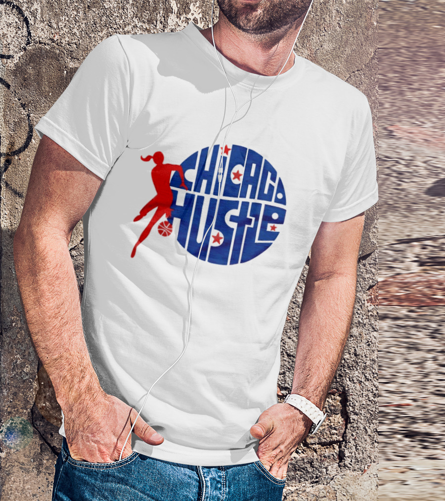 Chicago Hustle WPBL Basketball Red Player Blue Circle T-Shirt
