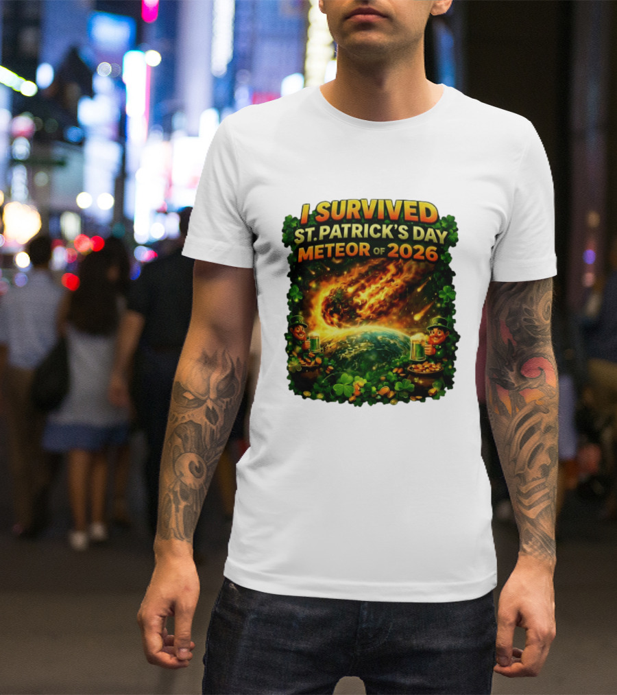 I Survived St. Patrick's Day Meteor Of 2026 Leprechaun Shamrock Adventure T-Shirt