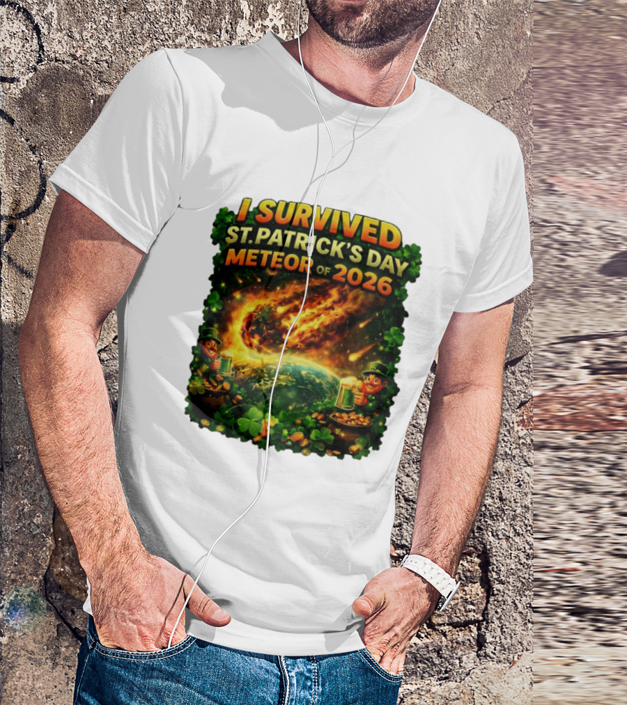 I Survived St. Patrick's Day Meteor Of 2026 Leprechaun Shamrock Adventure T-Shirt
