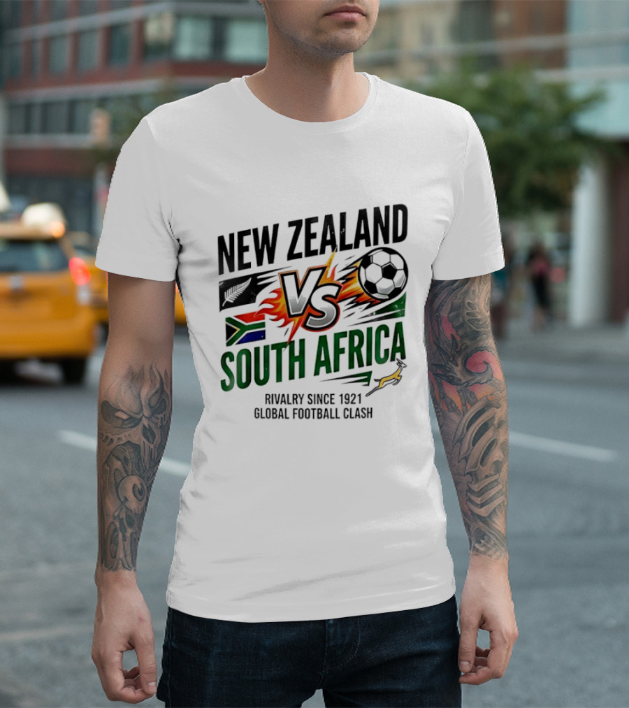 New Zealand Vs South Africa Global Football Clash Rivalry Since 1921 T-Shirt