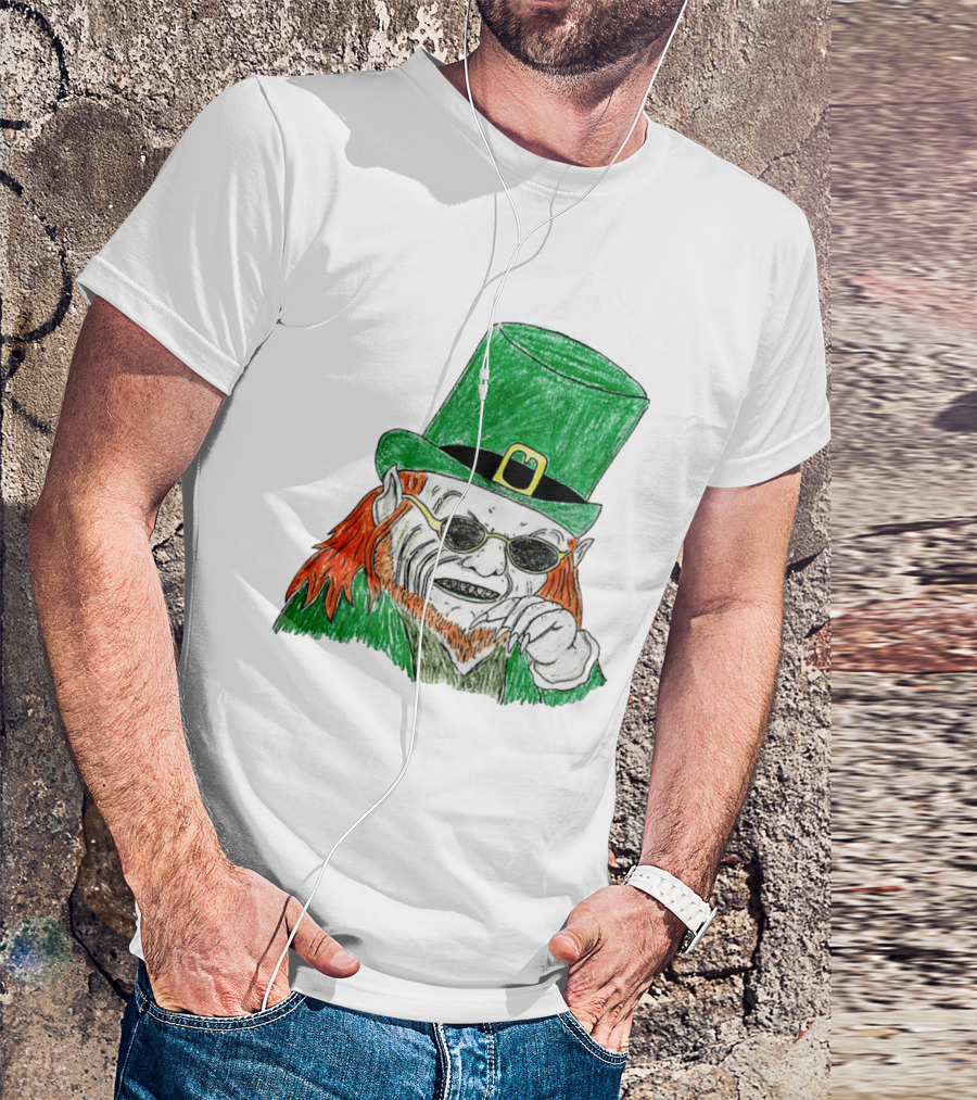 Leprechaun In The Hood Green Hat Sunglasses Red Hair T-Shirt