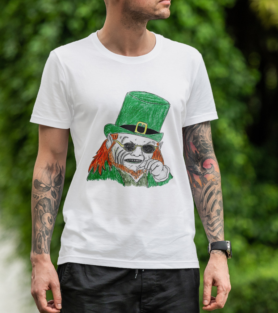 Leprechaun In The Hood Green Hat Sunglasses Red Hair T-Shirt