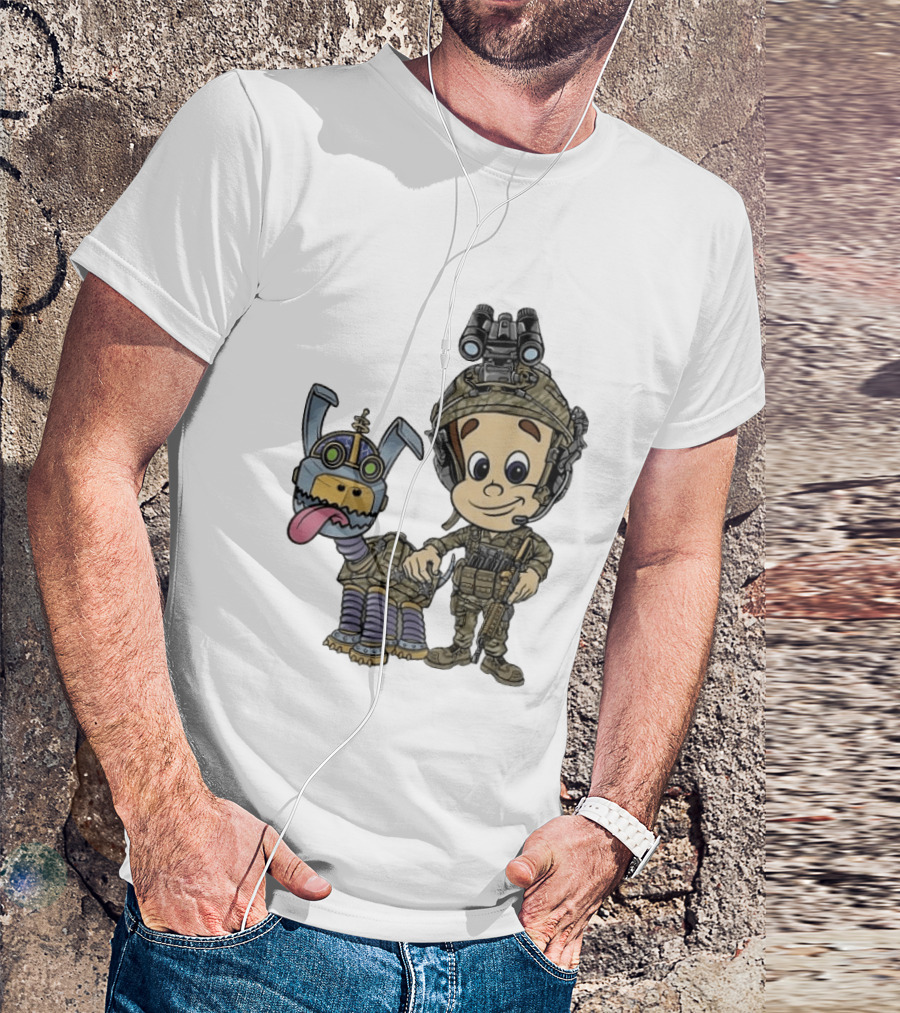 Tactical Cartoon Characters Jimmy And Goddard In Military Gear T-Shirt