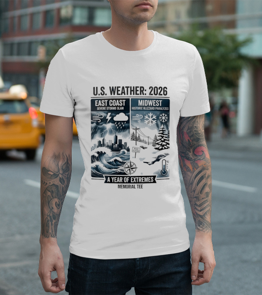 U.S. Weather 2026 East Coast Midwest A Year Of Extremes Memorial T-Shirt