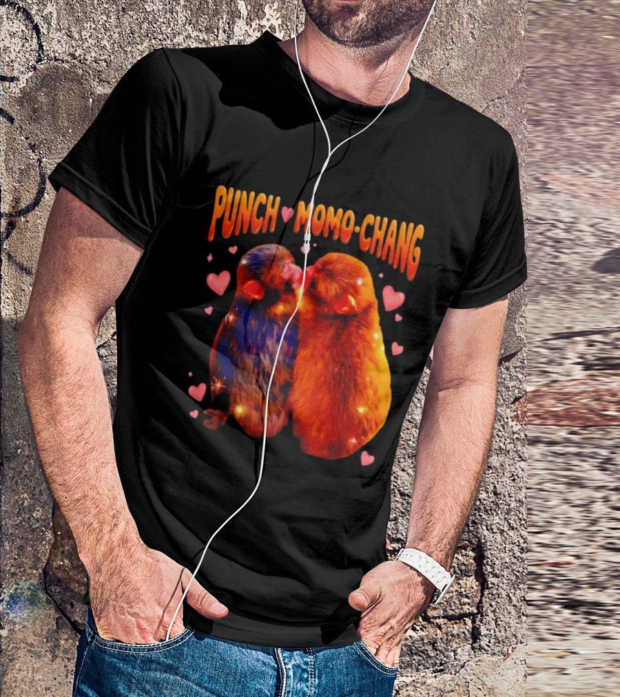 Punch Momo Chang Kissing Monkeys With Hearts T-Shirt