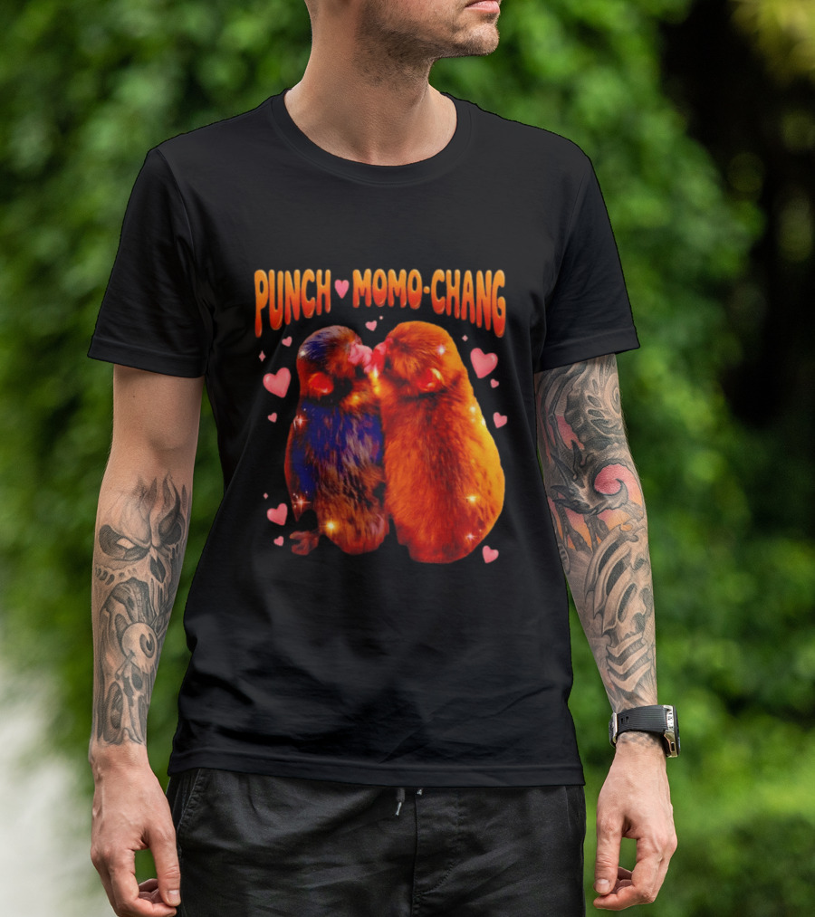 Punch Momo Chang Kissing Monkeys With Hearts T-Shirt