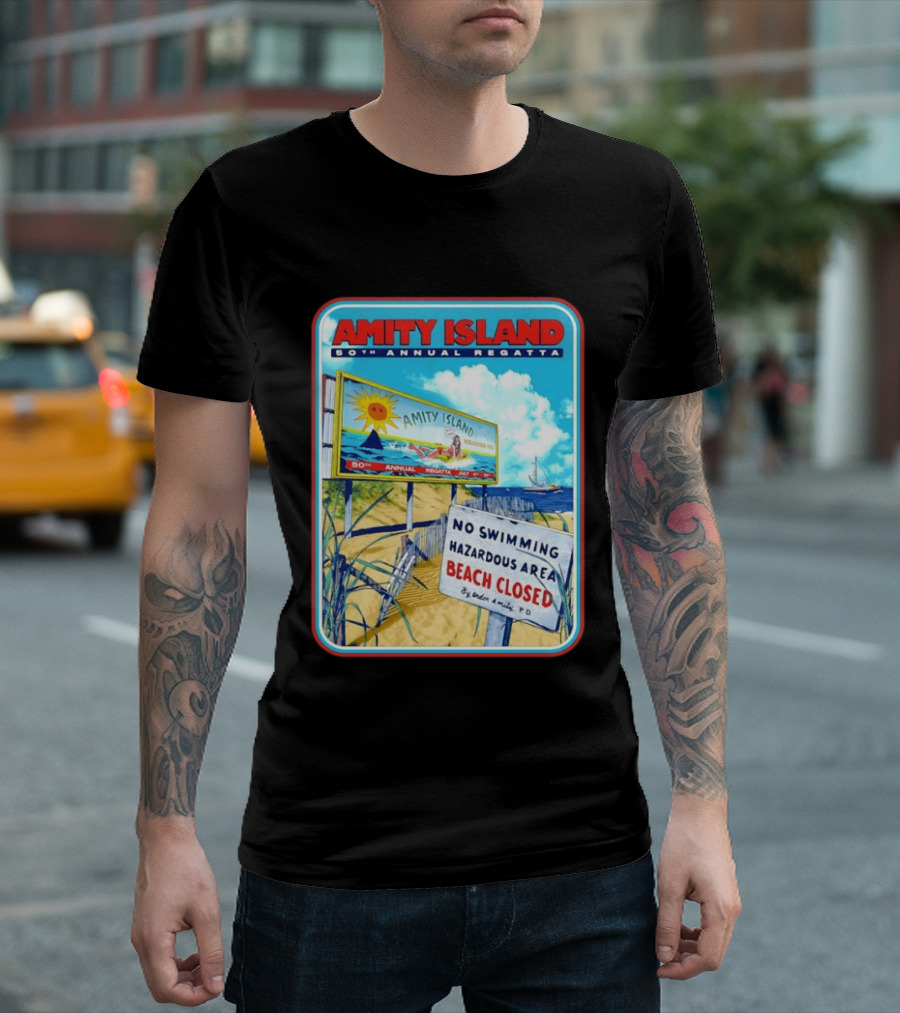 Amity Island 50th Annual Regatta No Swimming Beach Closed Jaws 1975 T-Shirt