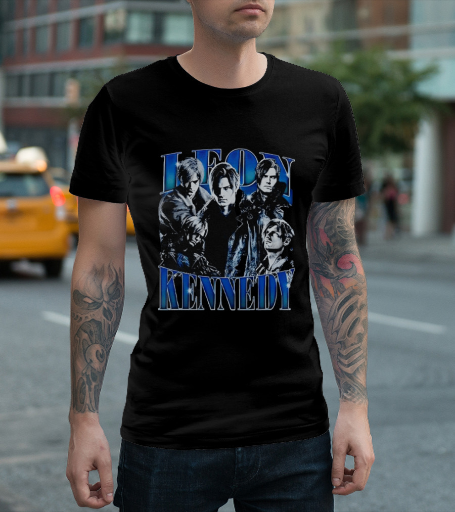 Leon Kennedy Character Collage Fan T-Shirt