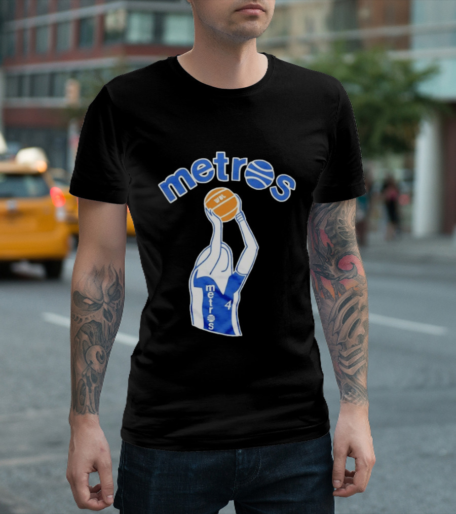 Washington Metros Basketball Player Number 4 Shooting With Blue White Jersey T-Shirt