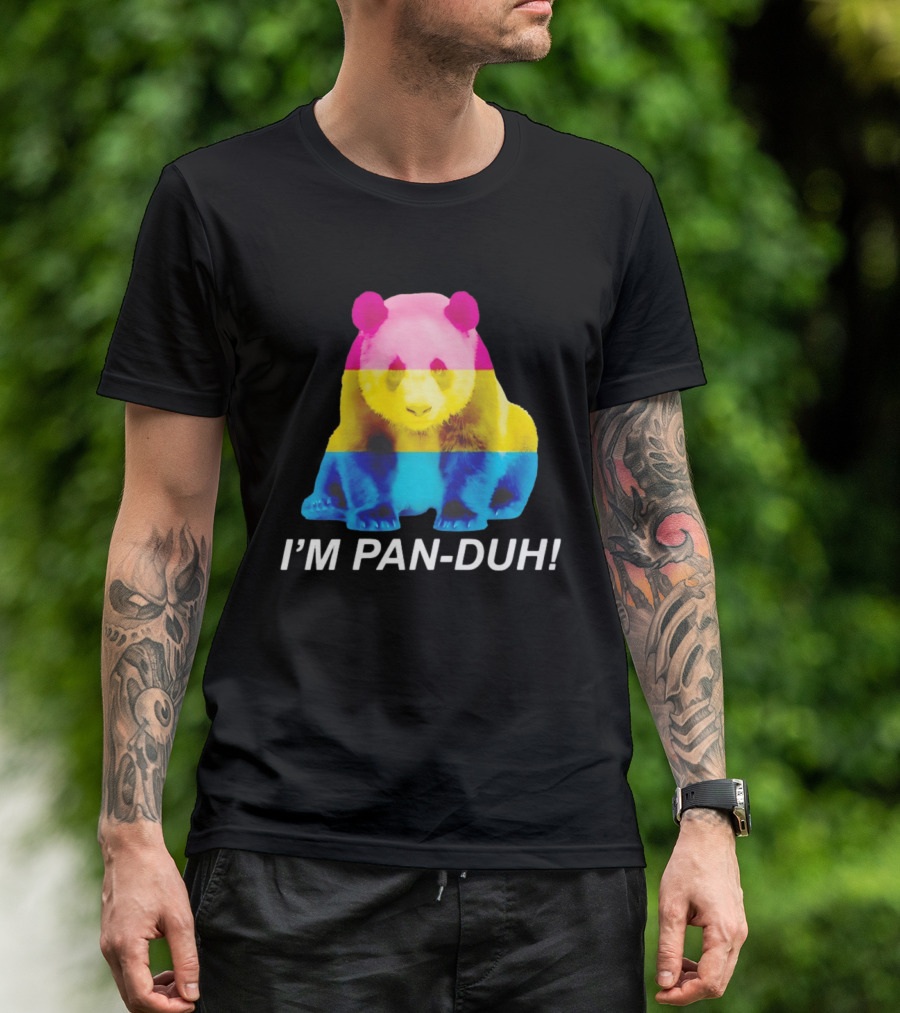 Panda I'm Pan Duh With Pan Flag Colors Panda T-Shirt