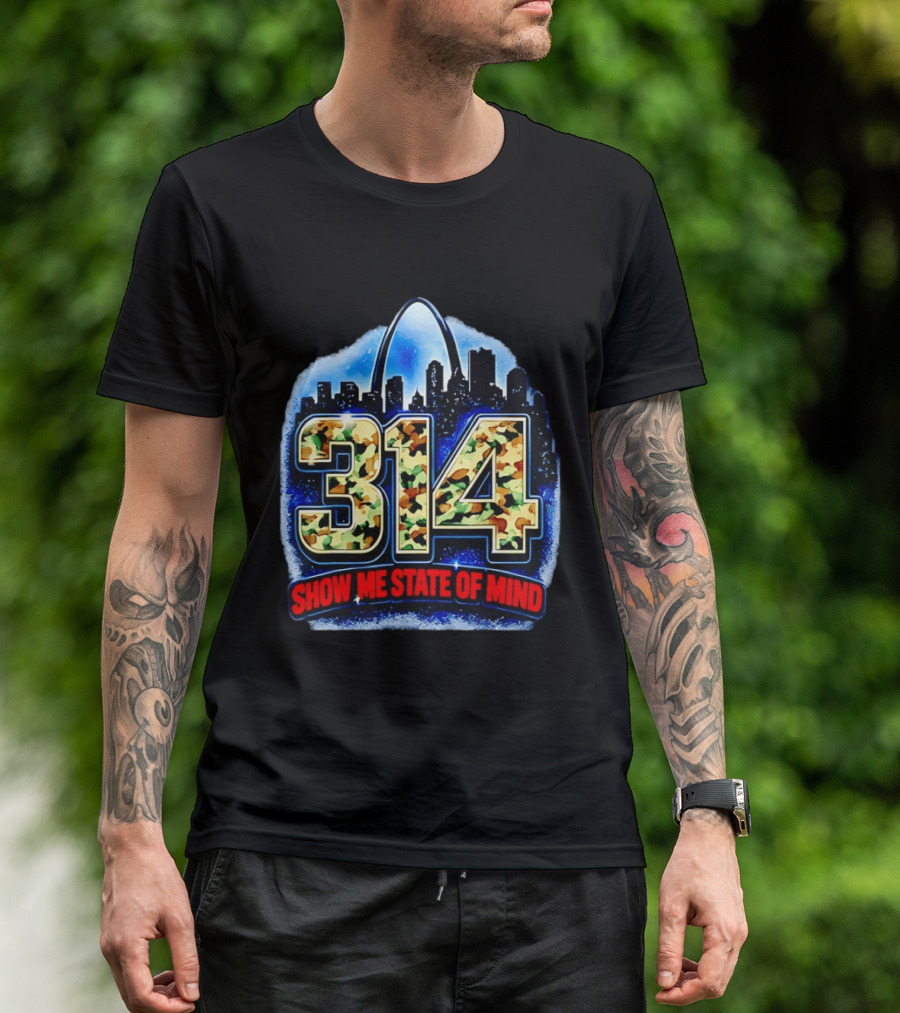 314 St Louis Camo Skyline Arch Show Me State Of Mind T-Shirt