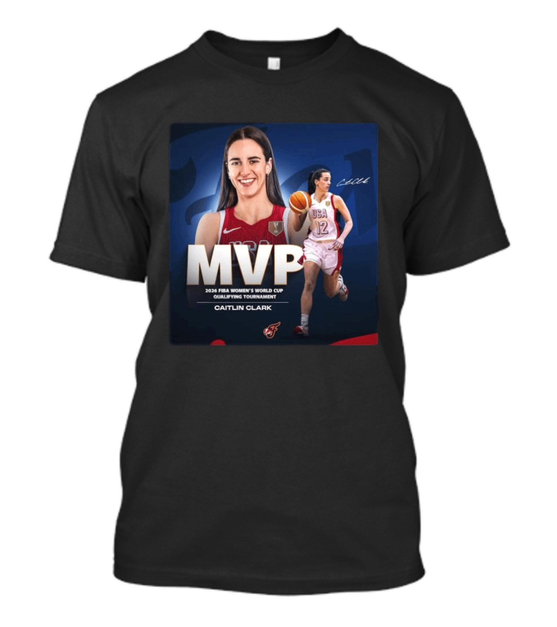 Caitlin Clark MVP 2026 FIBA Women's World Cup Qualifying Tournament USA Basketball T-Shirt