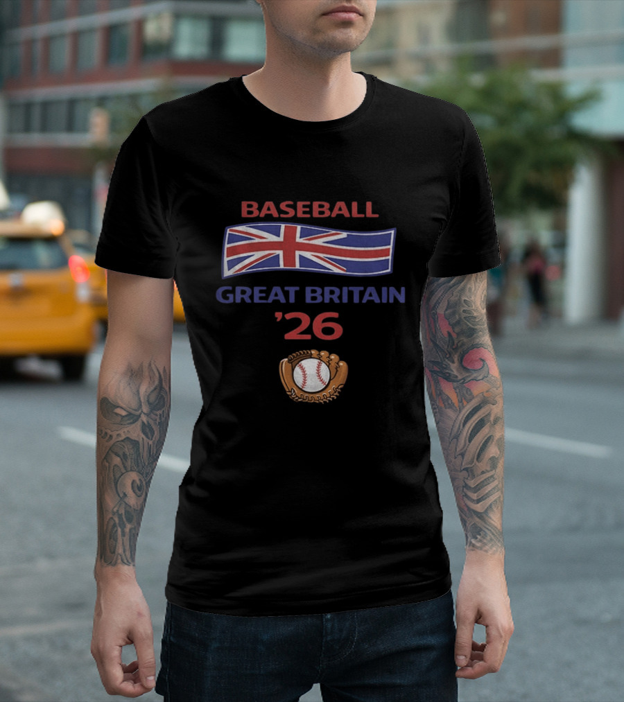 Great Britain Baseball 2026 UK Flag Baseball Glove And Ball T-Shirt