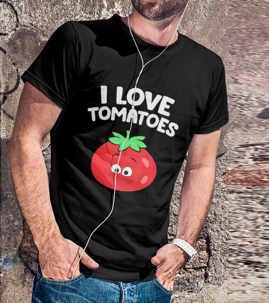 I Love Tomatoes Happy Smiling Tomato Cartoon T-Shirt