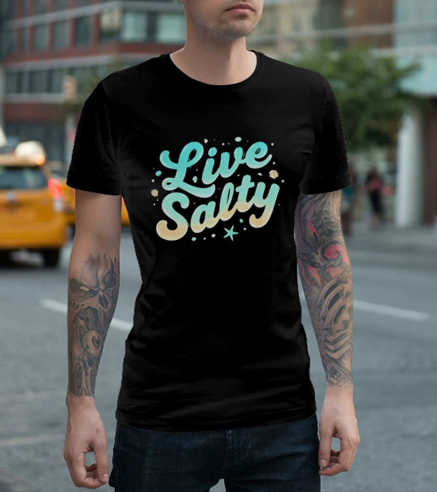 Live Salty Sea Lovers Ocean Vibes Starfish Shells T-Shirt