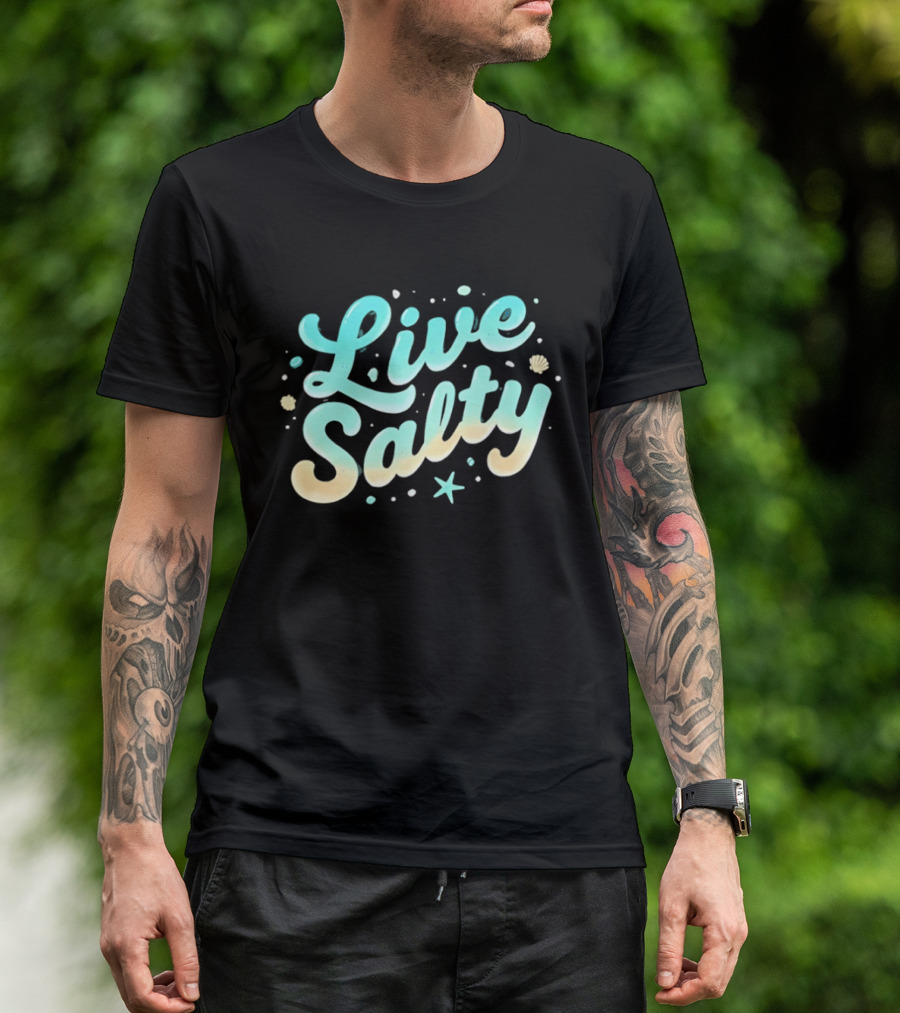 Live Salty Sea Lovers Ocean Vibes Starfish Shells T-Shirt