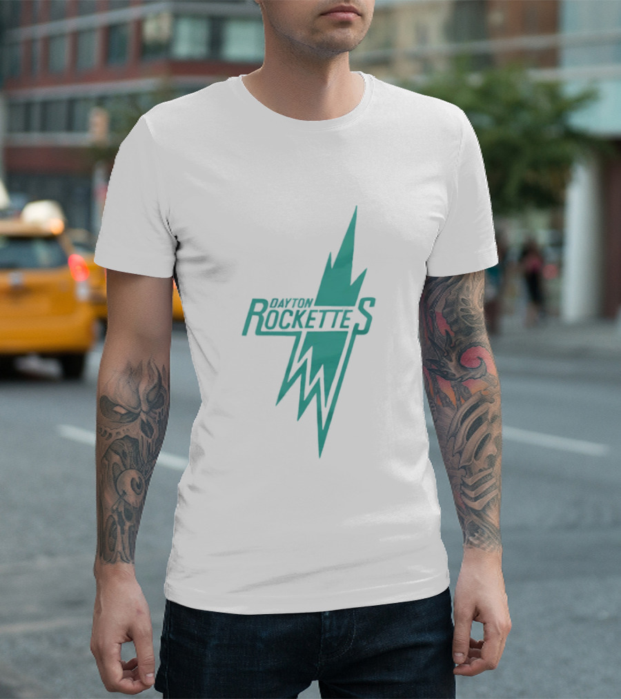 Dayton Rockettes Women's Professional Basketball League Retro Lightning Bolt T-Shirt