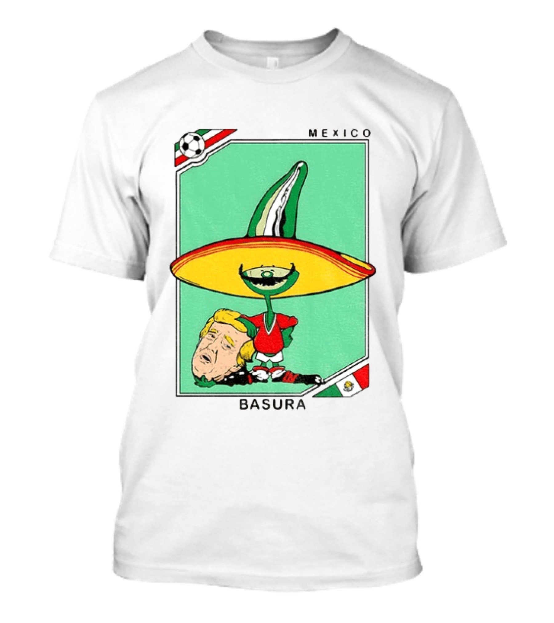 Mexico Basura Trump Football Flag T-Shirt