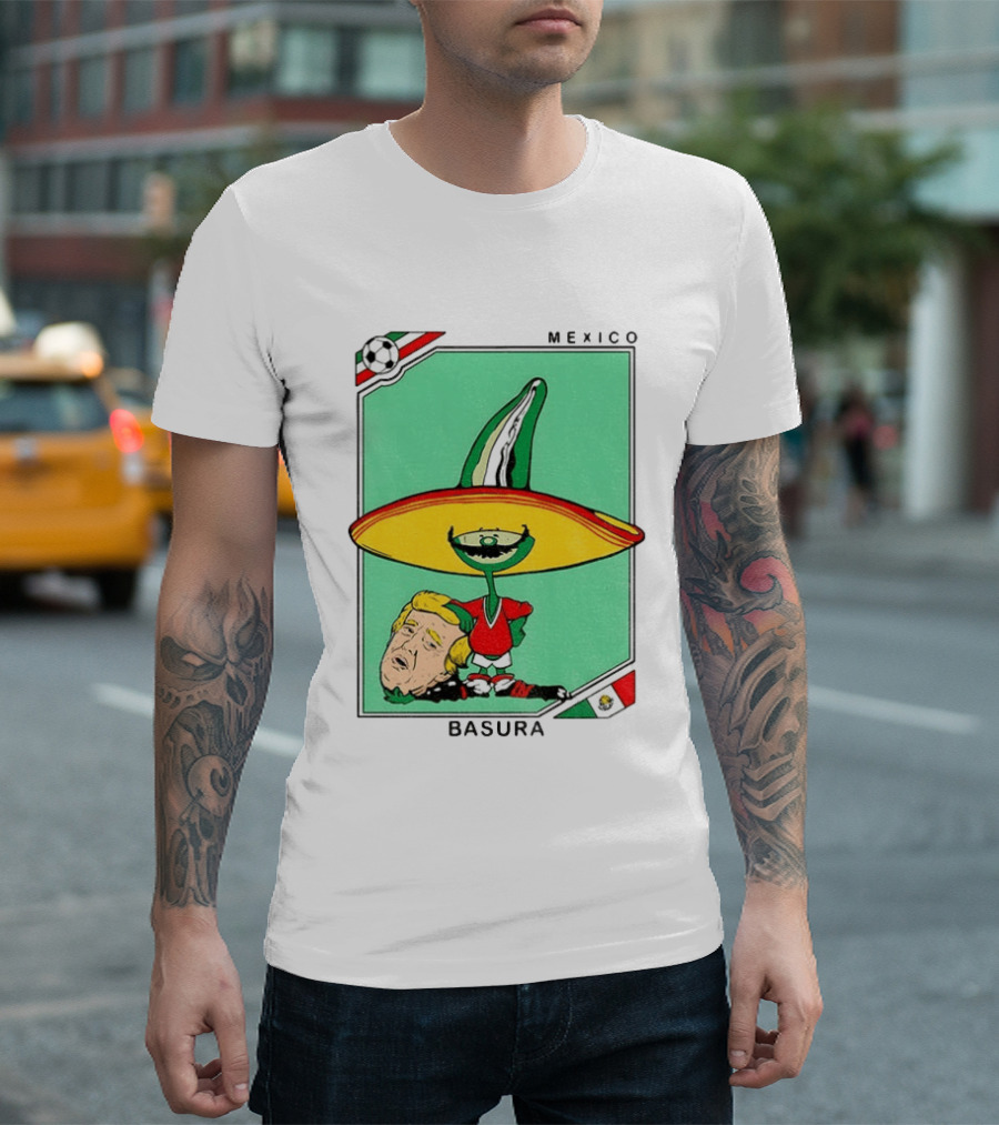 Mexico Basura Trump Football Flag T-Shirt