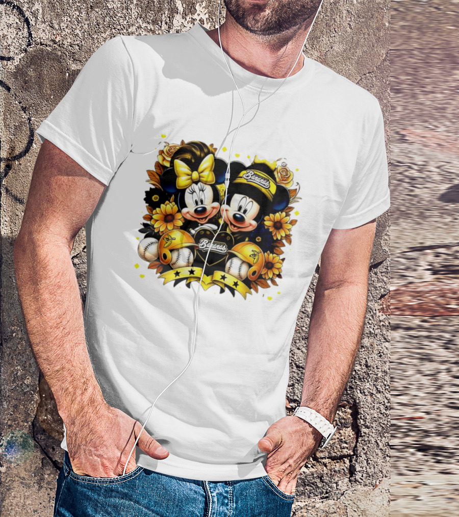 Mickey And Minnie Disney X Savannah Bananas Baseball Collaboration Floral T-Shirt