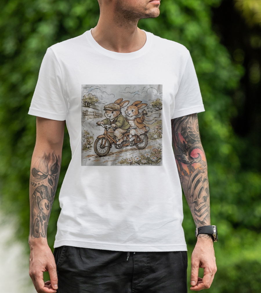 Vintage Rabbit Tandem Bike Adventure Ding Ding T-Shirt