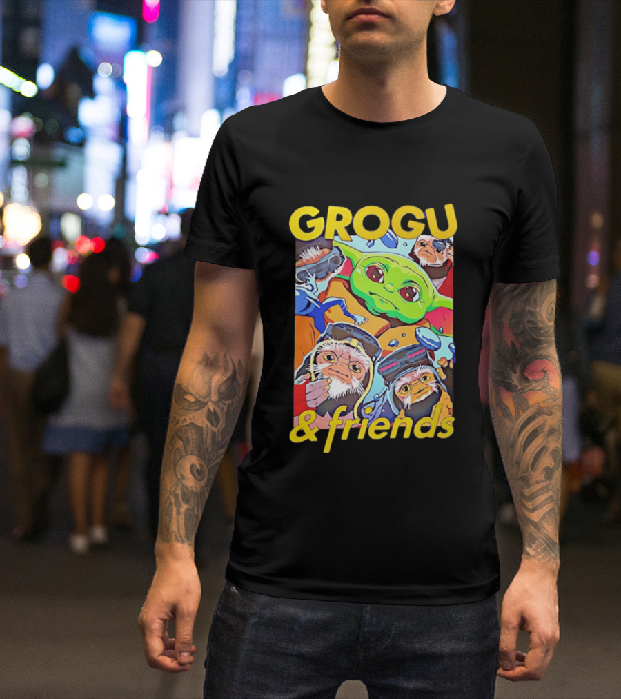 Grogu And Friends Mandalorian Movie Characters T-Shirt