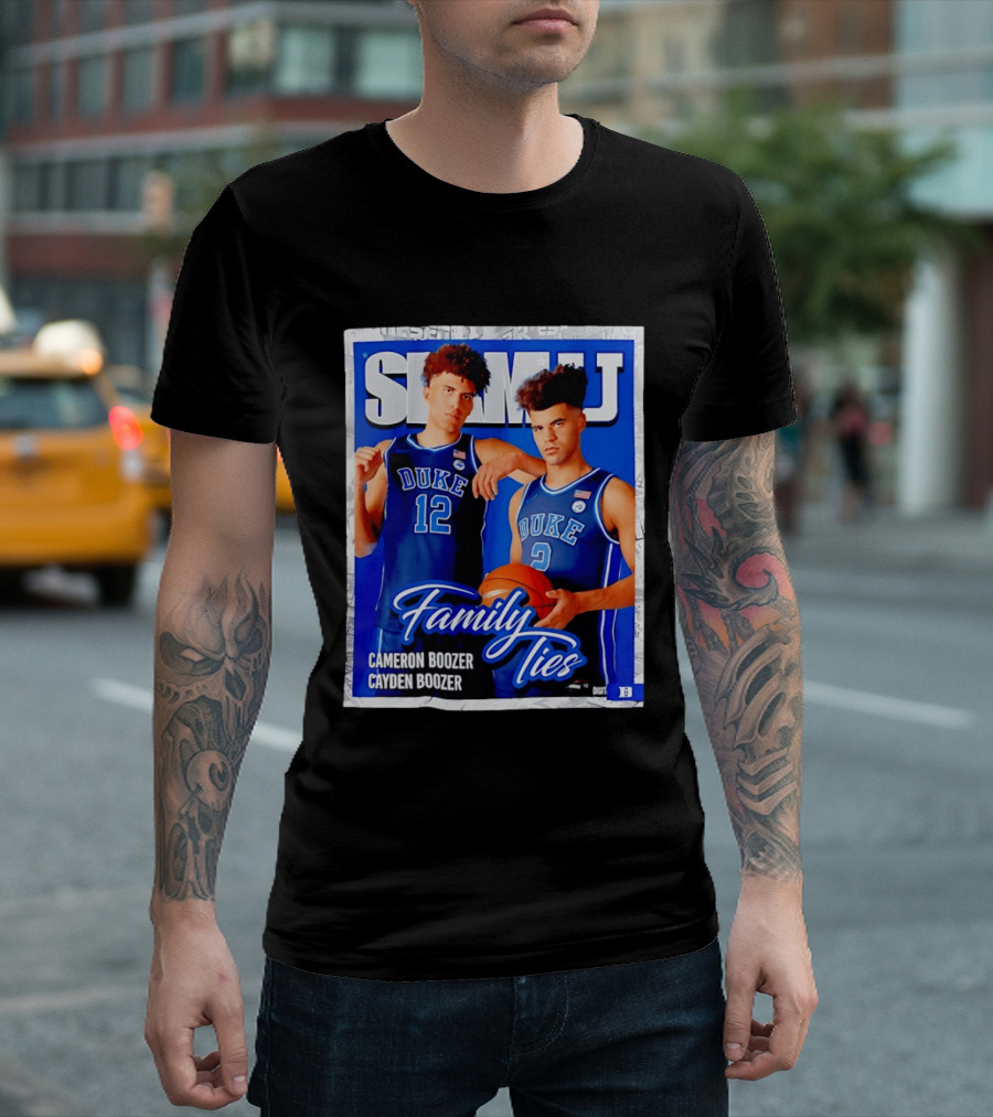 SLAMU Cameron And Cayden Boozer Duke Blue Devils Family Ties Basketball T-Shirt