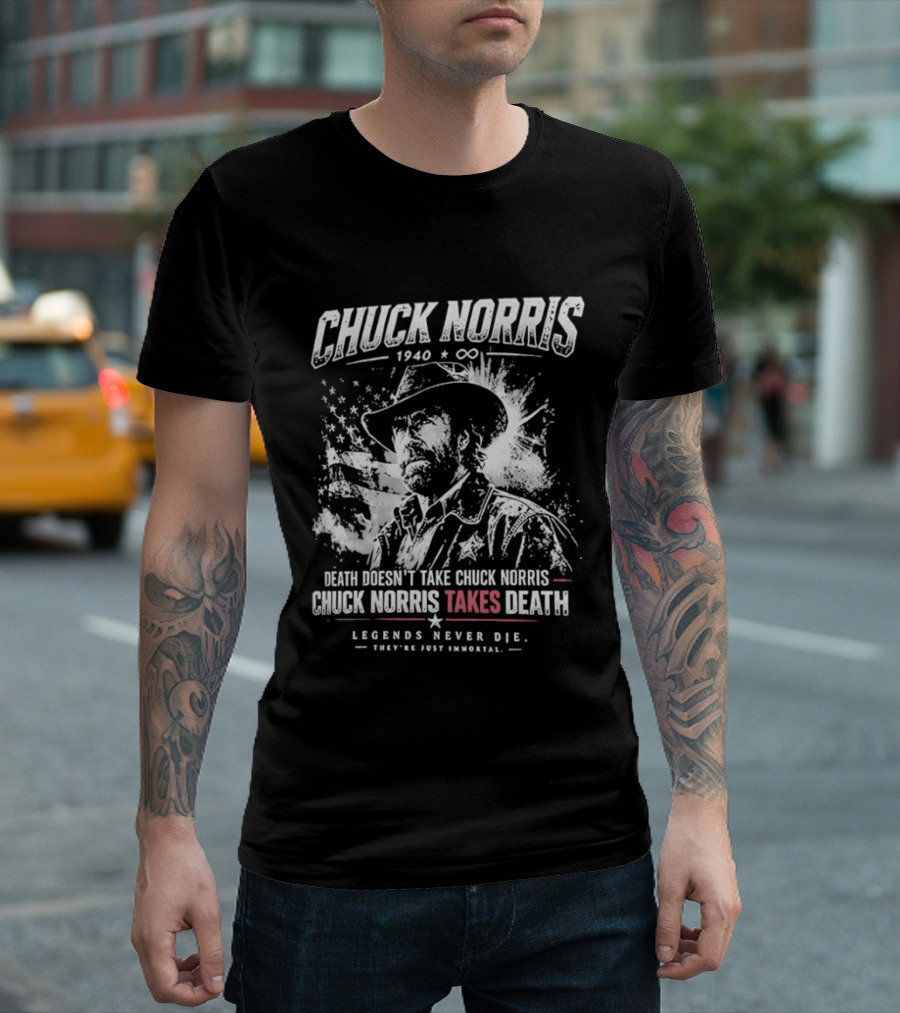 Chuck Norris 1940 & Co Legends Never Die Takes Death T-Shirt