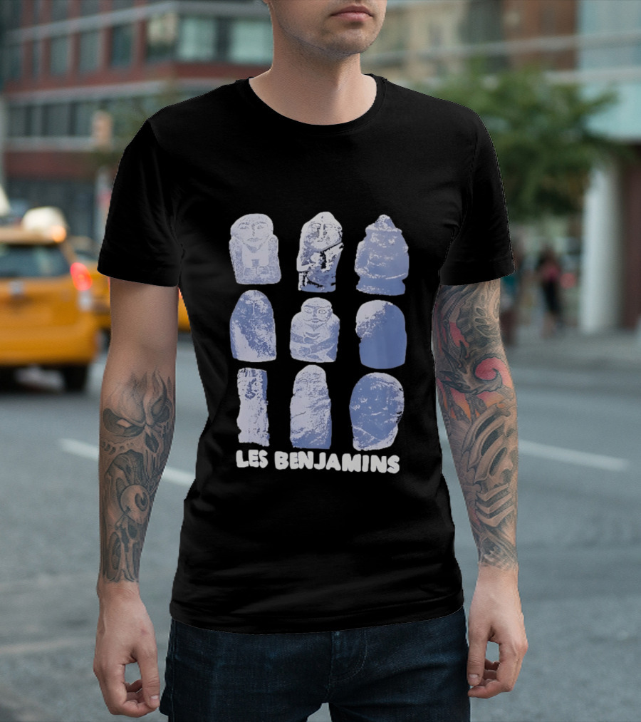 Les Benjamins Stylized Blue Stone Figures Collection T-Shirt