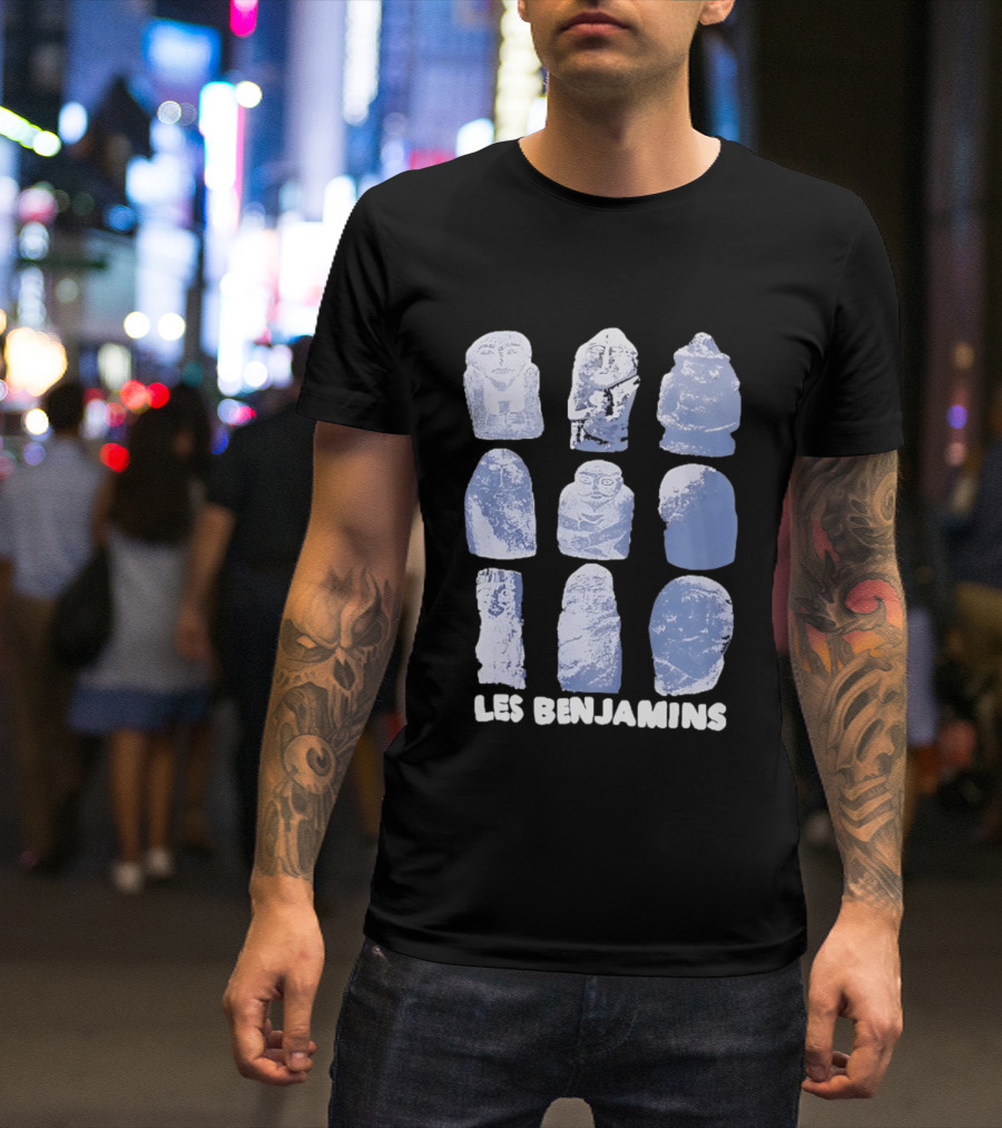Les Benjamins Stylized Blue Stone Figures Collection T-Shirt